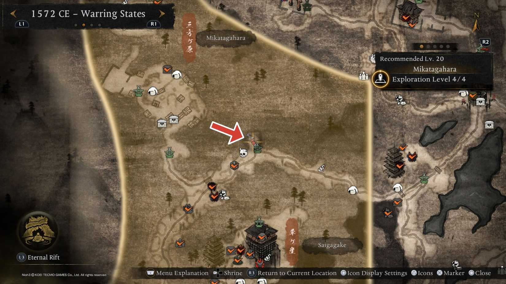 Locked gate location in Mikatagahara Nioh 3