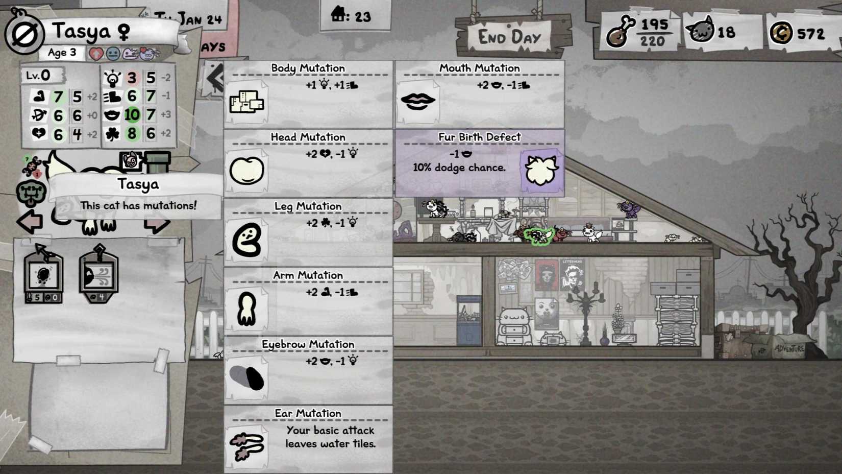 Гайд Mewgenics: Подробный список всех мутаций