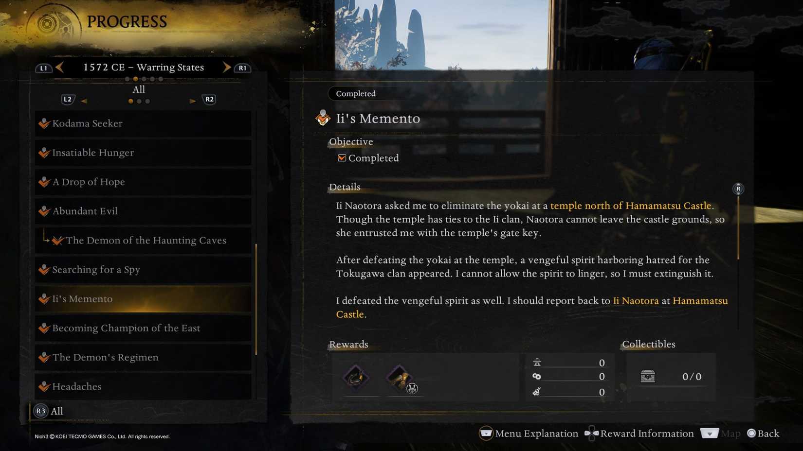 Nioh 3 Lis Memento Quest Rewards