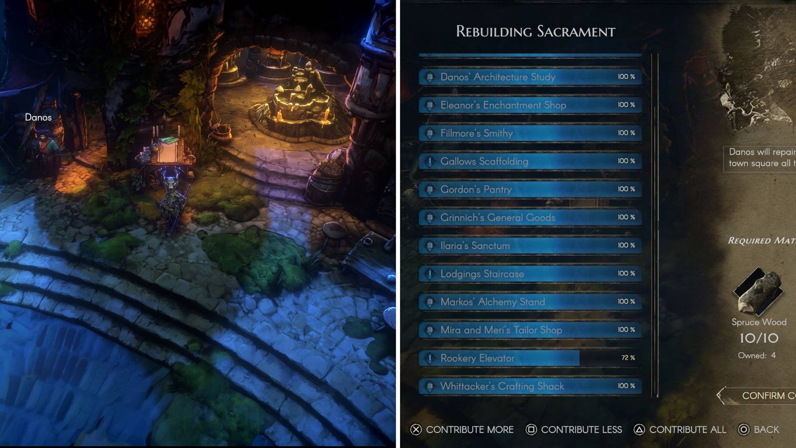 Materials Required for the Building Projects in No Rest for the Wicked