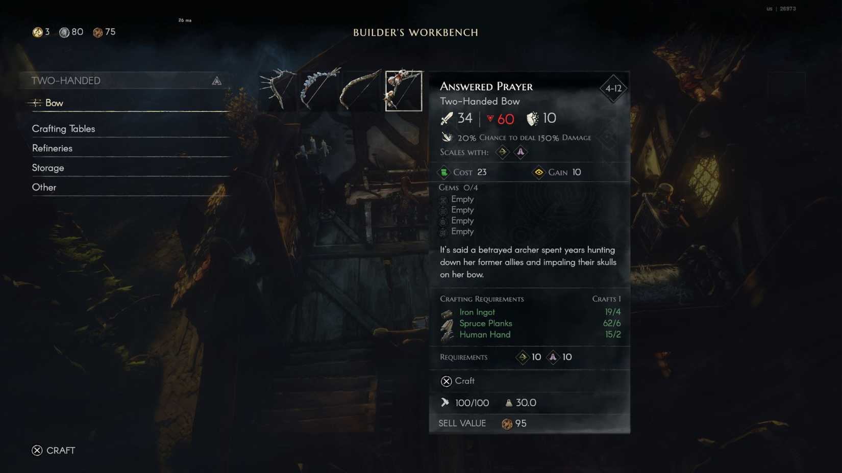 No Rest for the Wicked Crafting Menu