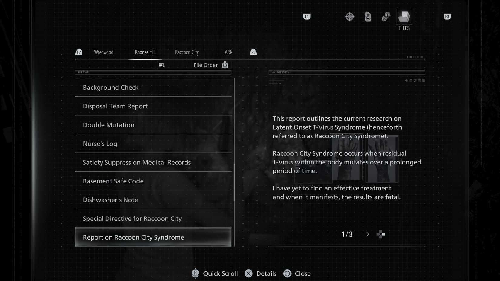 RE Requiem All Files Report on Raccoon City Syndrome