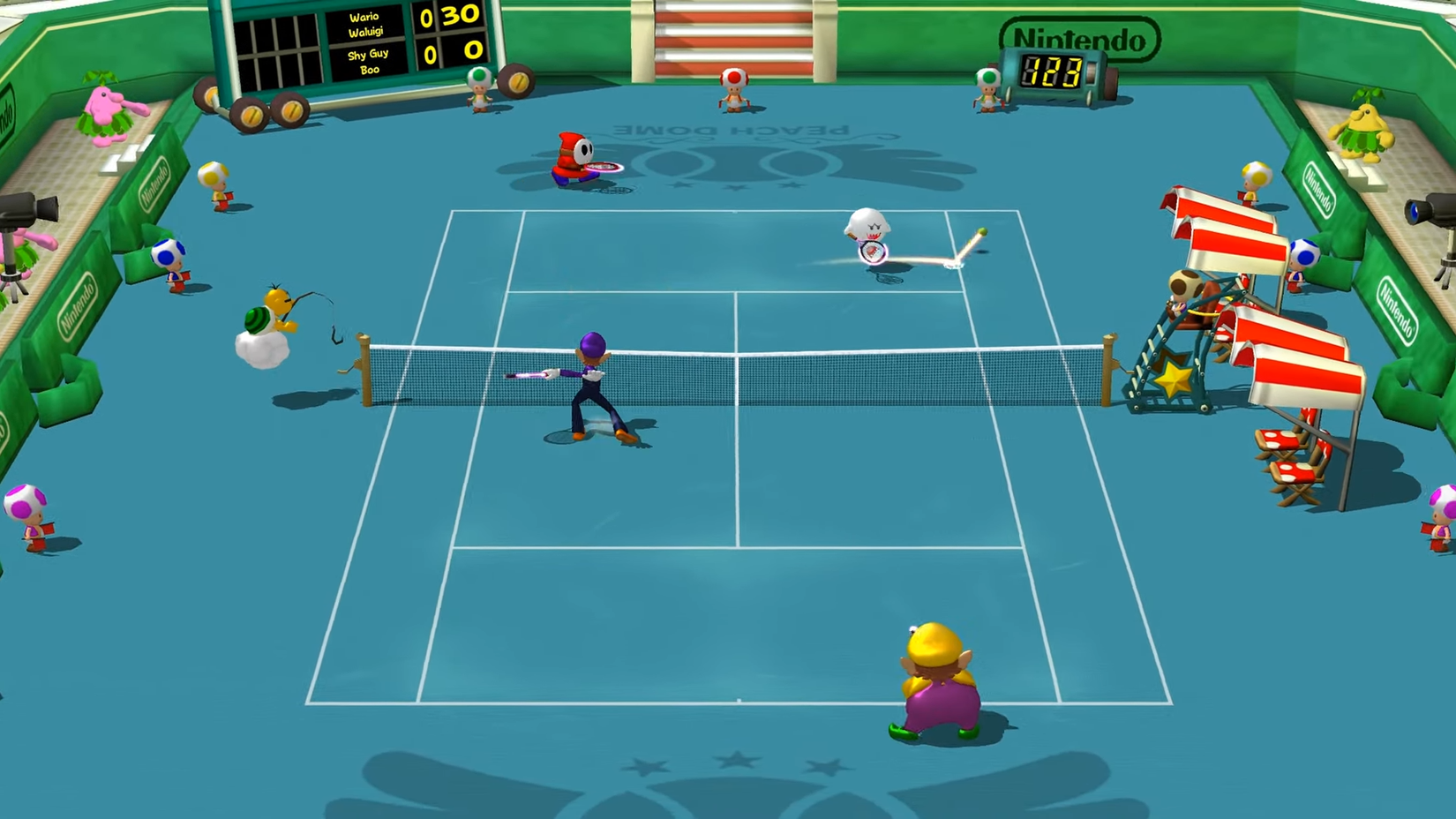 Mario Power Tennis doubles gameplay