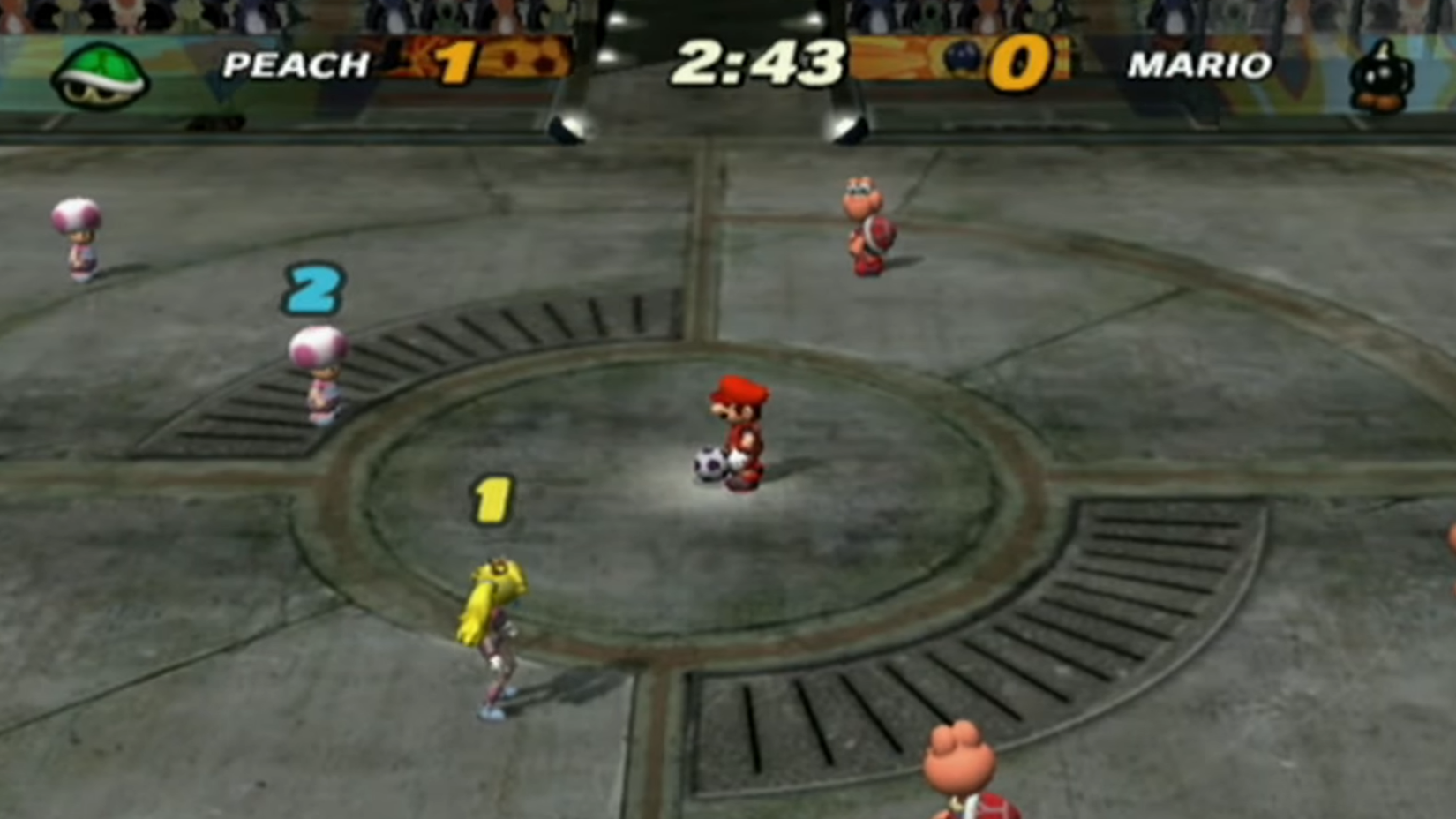 Super Mario Strikers co-op gameplay