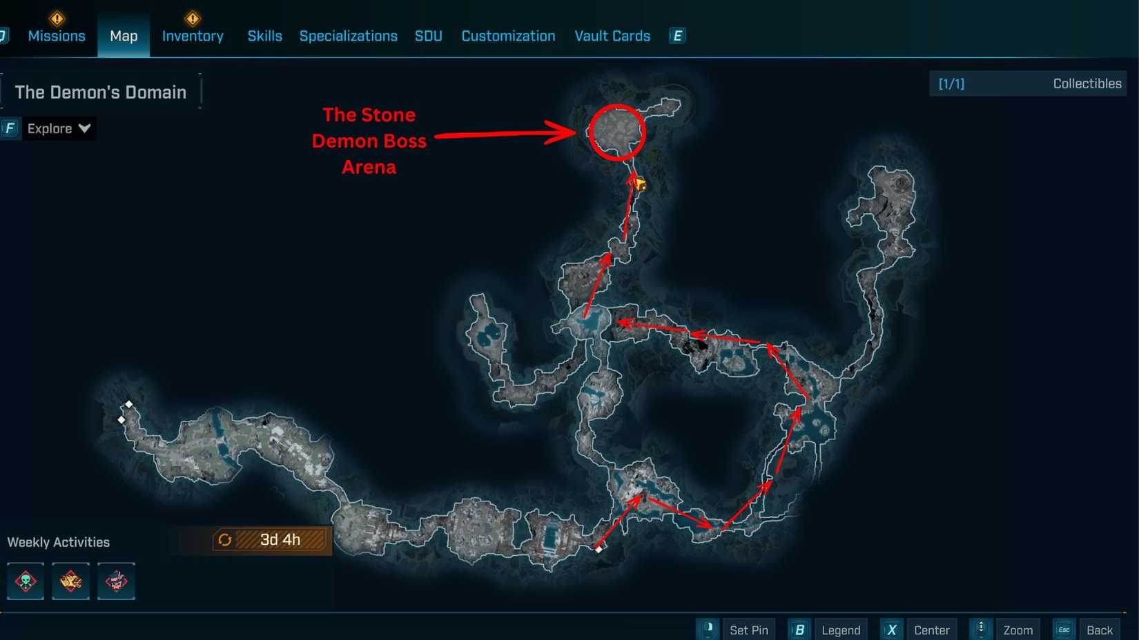 Borderlands 4 The Stone Demon Boss Location on Map