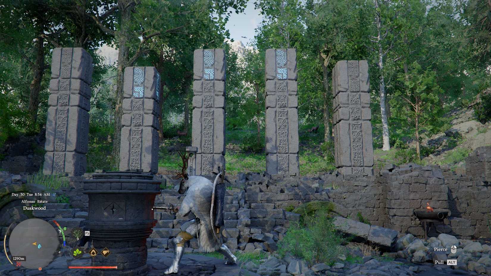 Crimson Desert Duskwood Hill Ruins Puzzle Spinning Dial and raising pillars