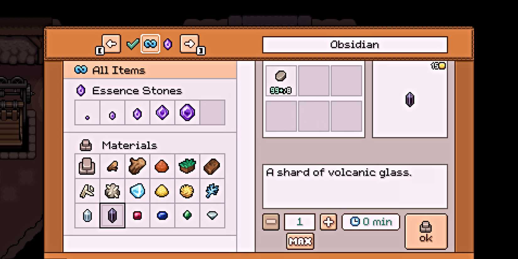 fields-of-mistria-obsidian-stone-refinery-menu