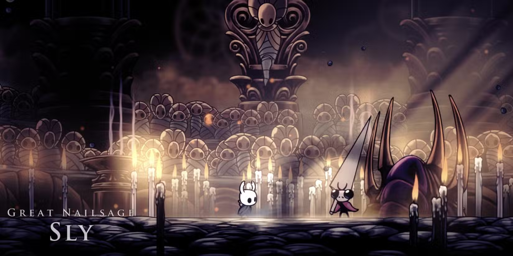 Great Nail Sage Sly boss battle in Hollow Knight