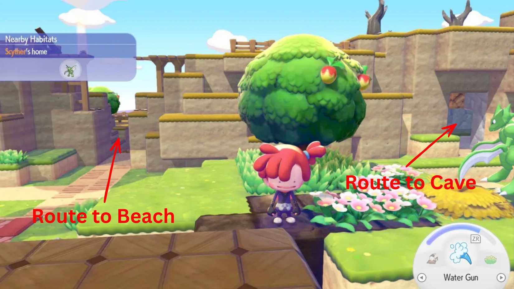 Pokemon Pokopia Routes to the cave and Beach