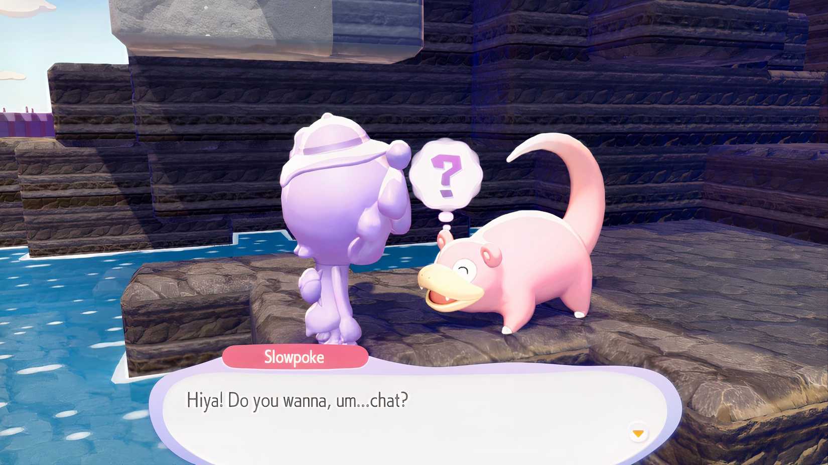 Pokémon Pokopia Dialogue with Slowpoke