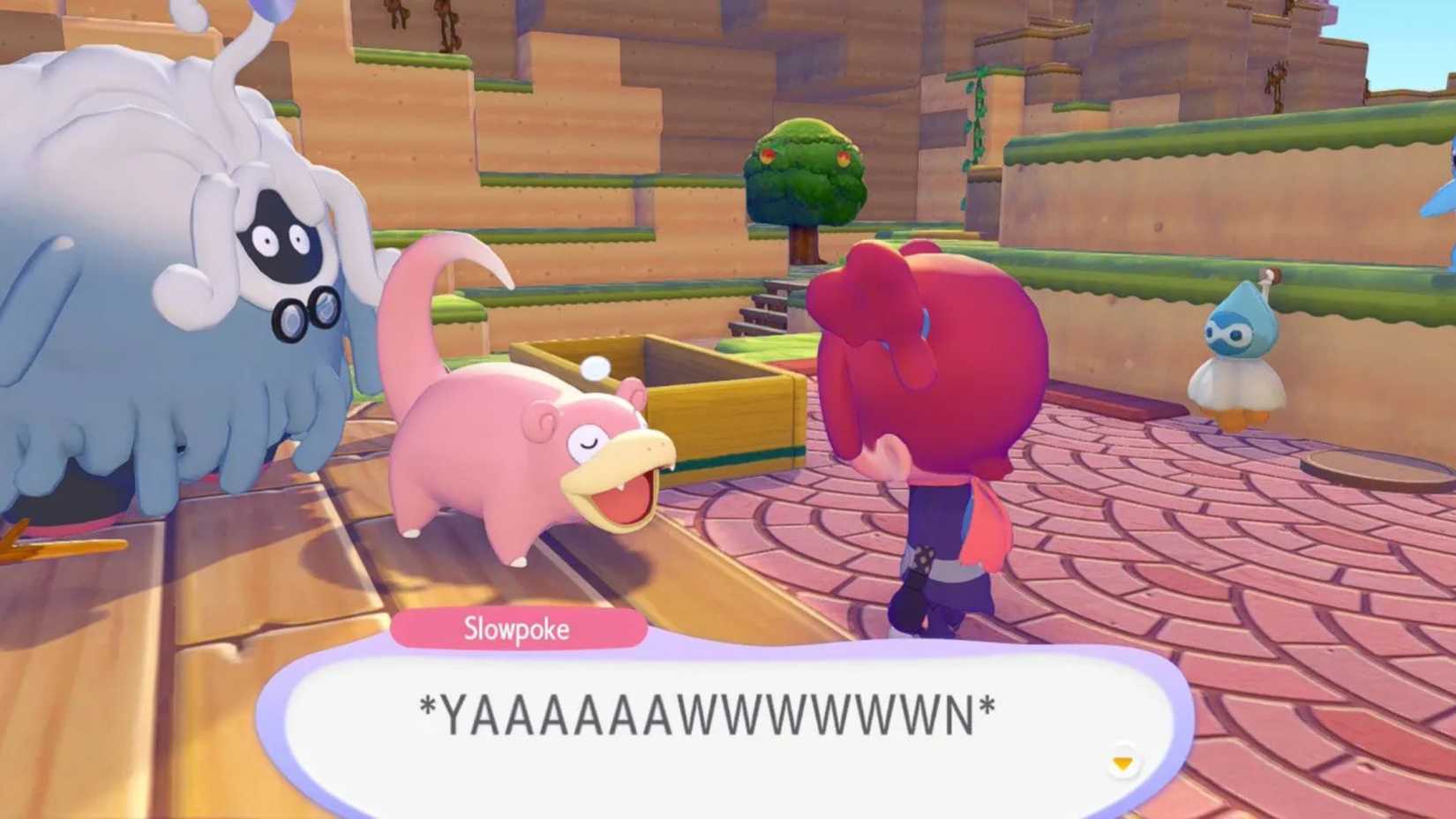 Pokemon Pokopia Slowpoke yawning