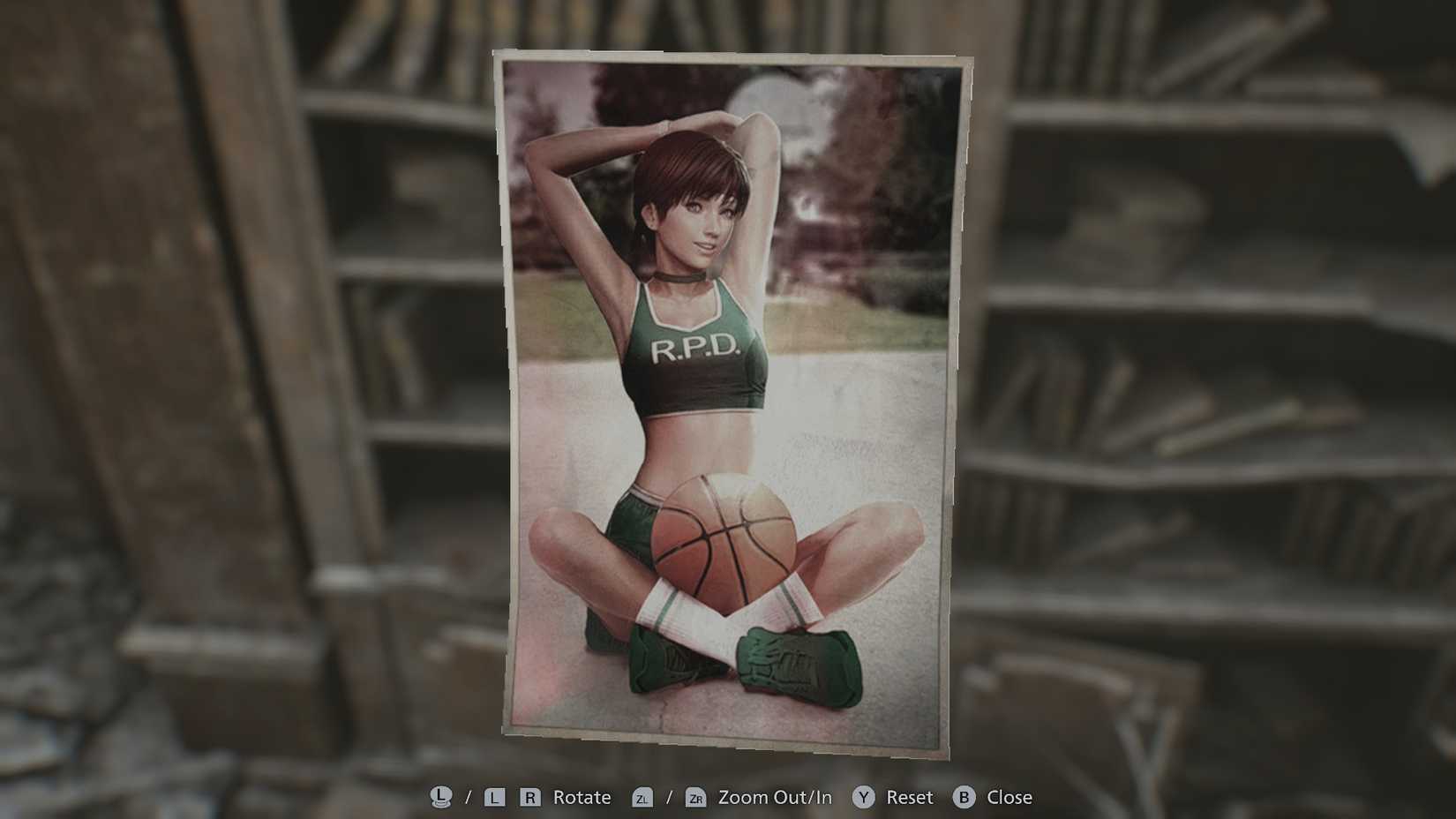 A photograph of Rebecca Chambers in a sporty outfit, sat with a basketball in her lap.
