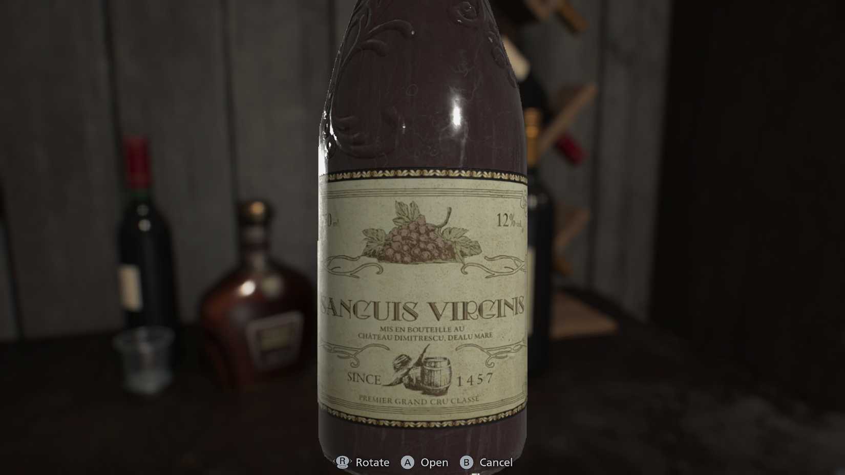 The bottle of Sanguis Virginis.