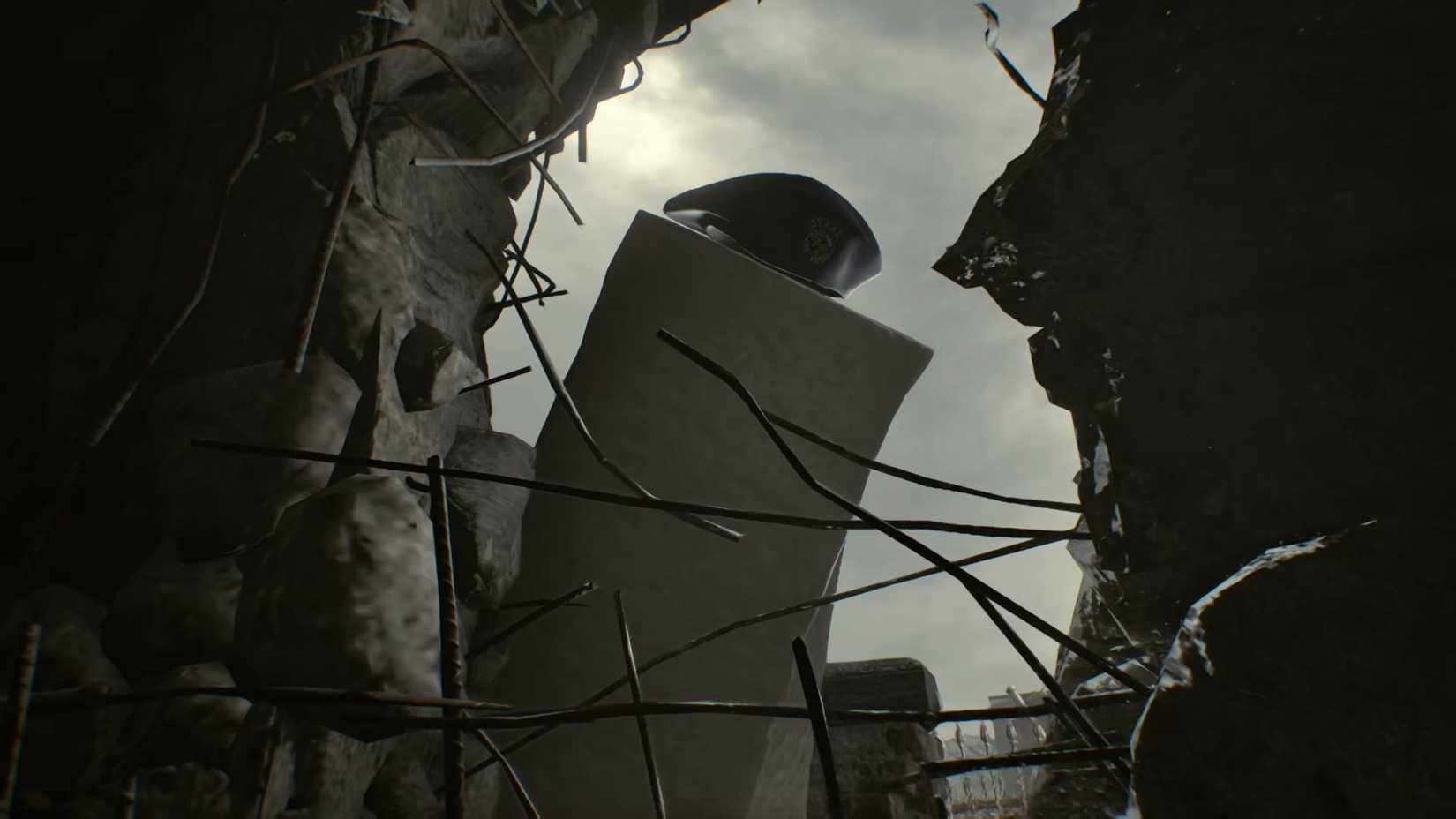 Tofu peering in from outside through a gap in the RPD wall.