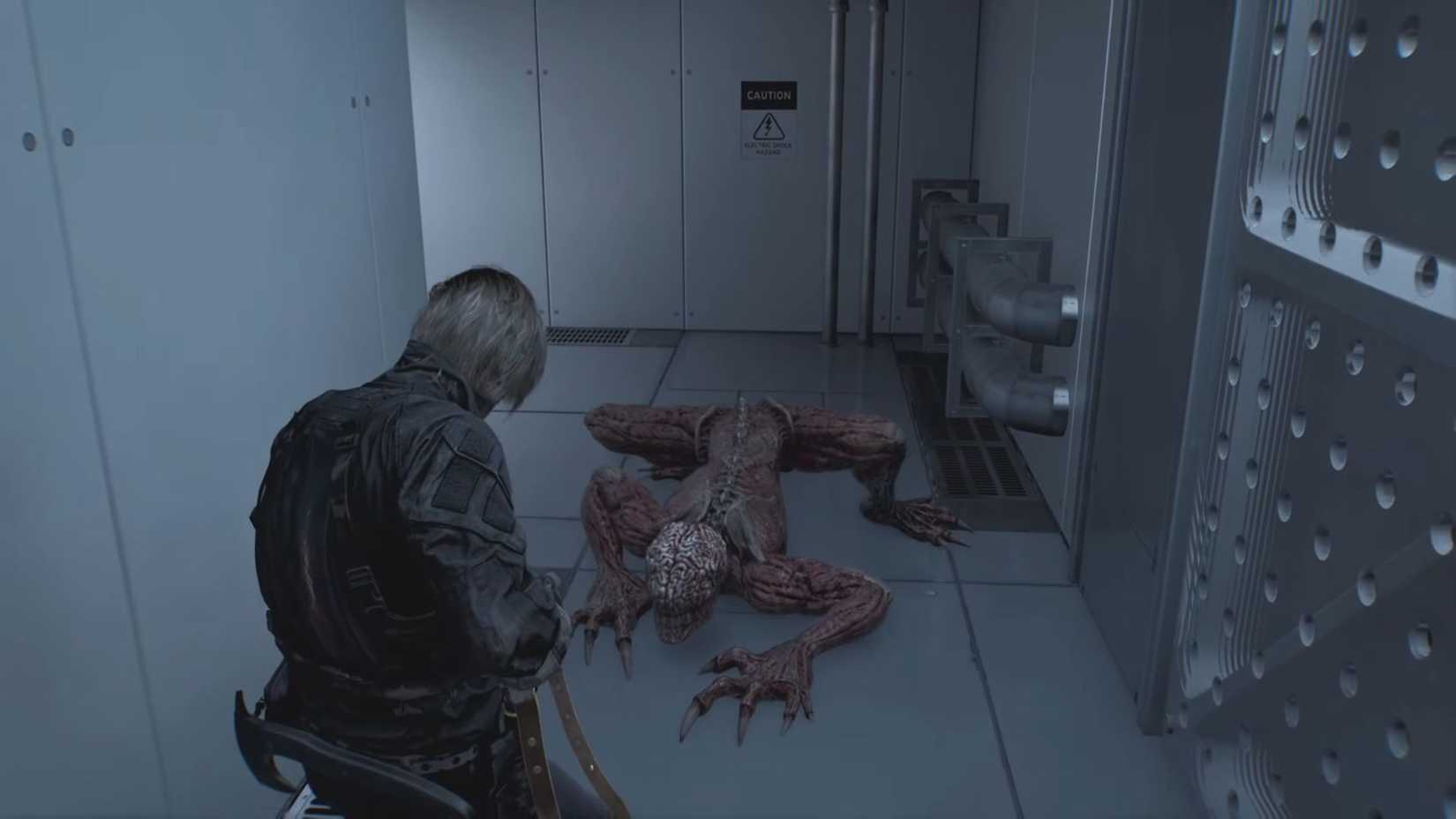 Resident Evil Requiem Leon and Lickers