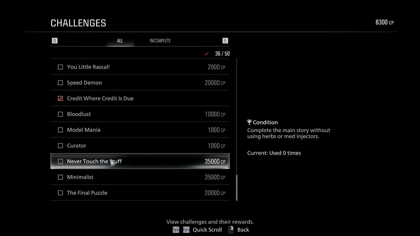 Resident Evil Requiem Never Touch the Stuff Challenge