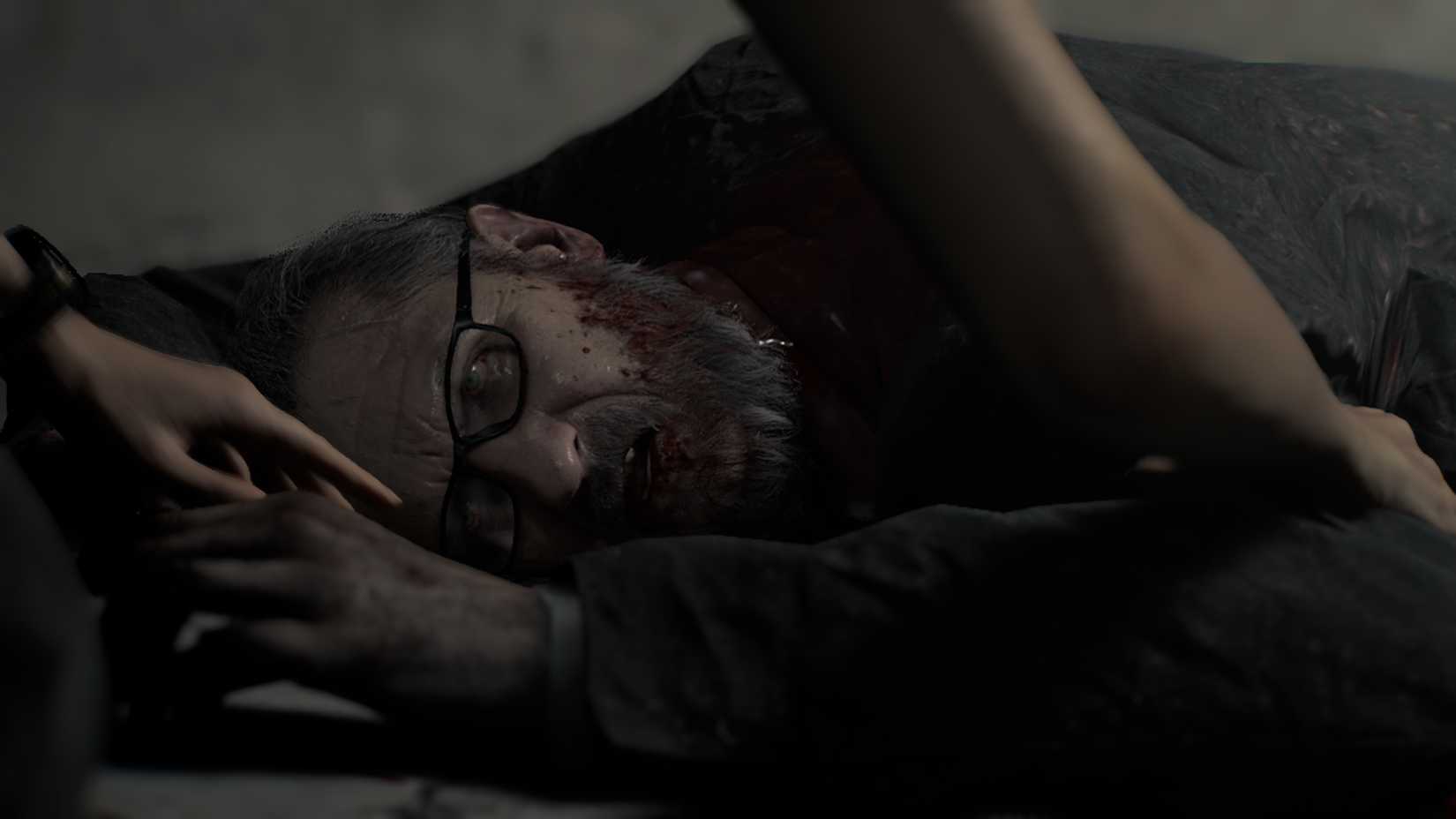 Jeff Gray, a Rhodes Hill Chronic Care Center doctor, lying dead on the floor with a bloodied face. 