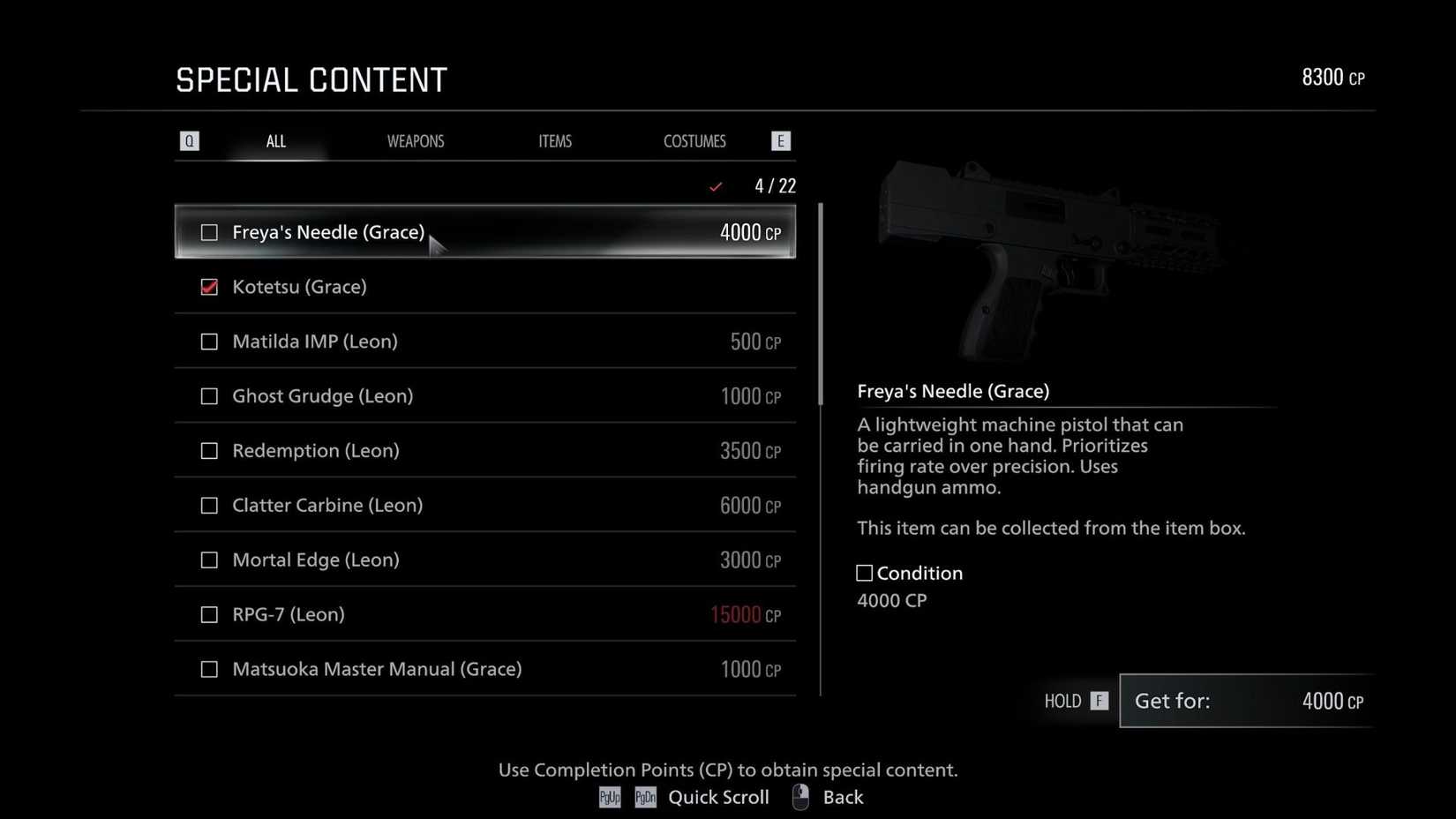 Resident Evil Requiem Special Content Freya's Needle