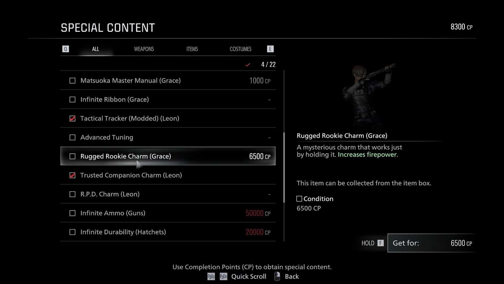 Resident Evil Requiem Special Content Leon Charm