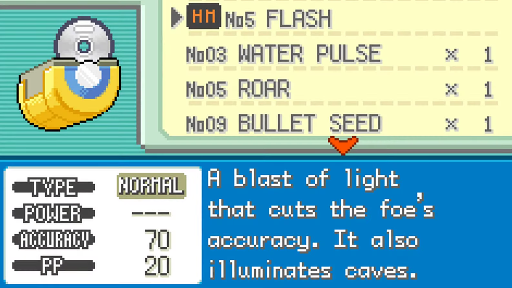 Pokemon FireRed LeafGreen TM list