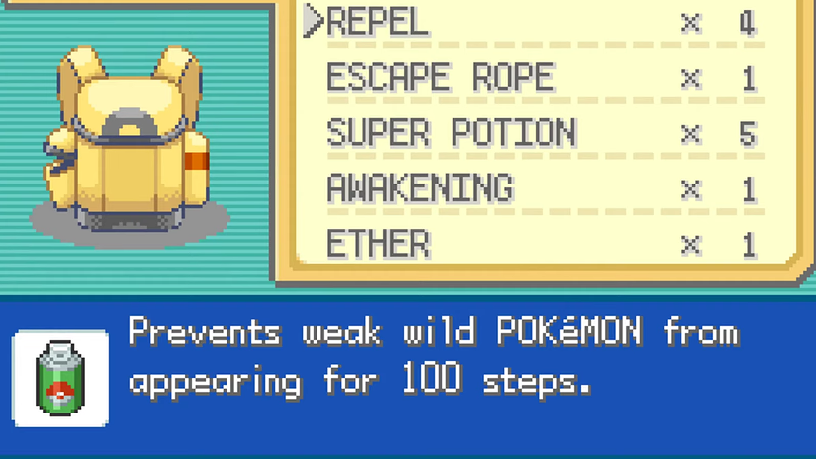 Pokemon FireRed LeafGreen Item bag