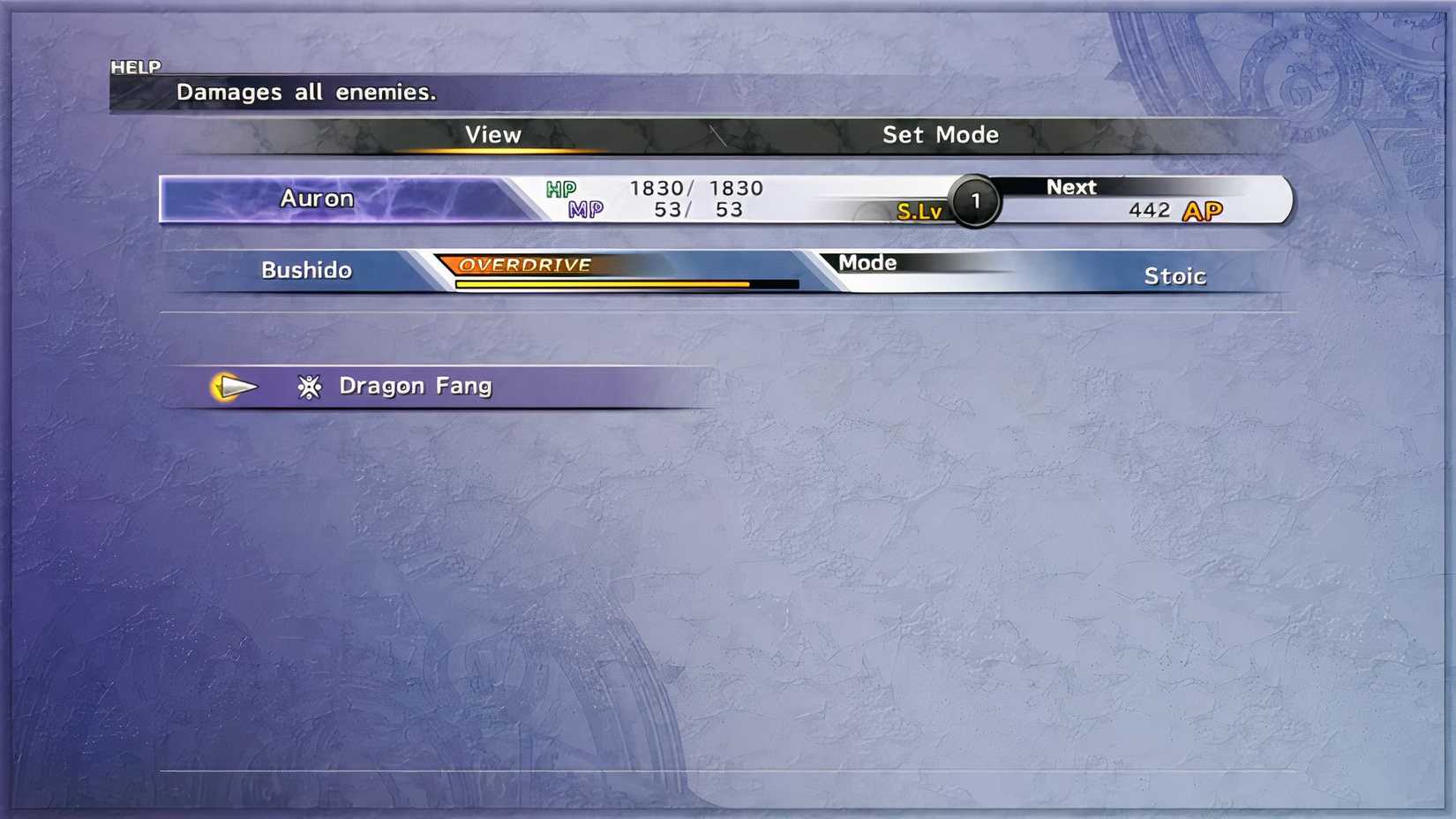Final Fantasy X Overdrive Menu