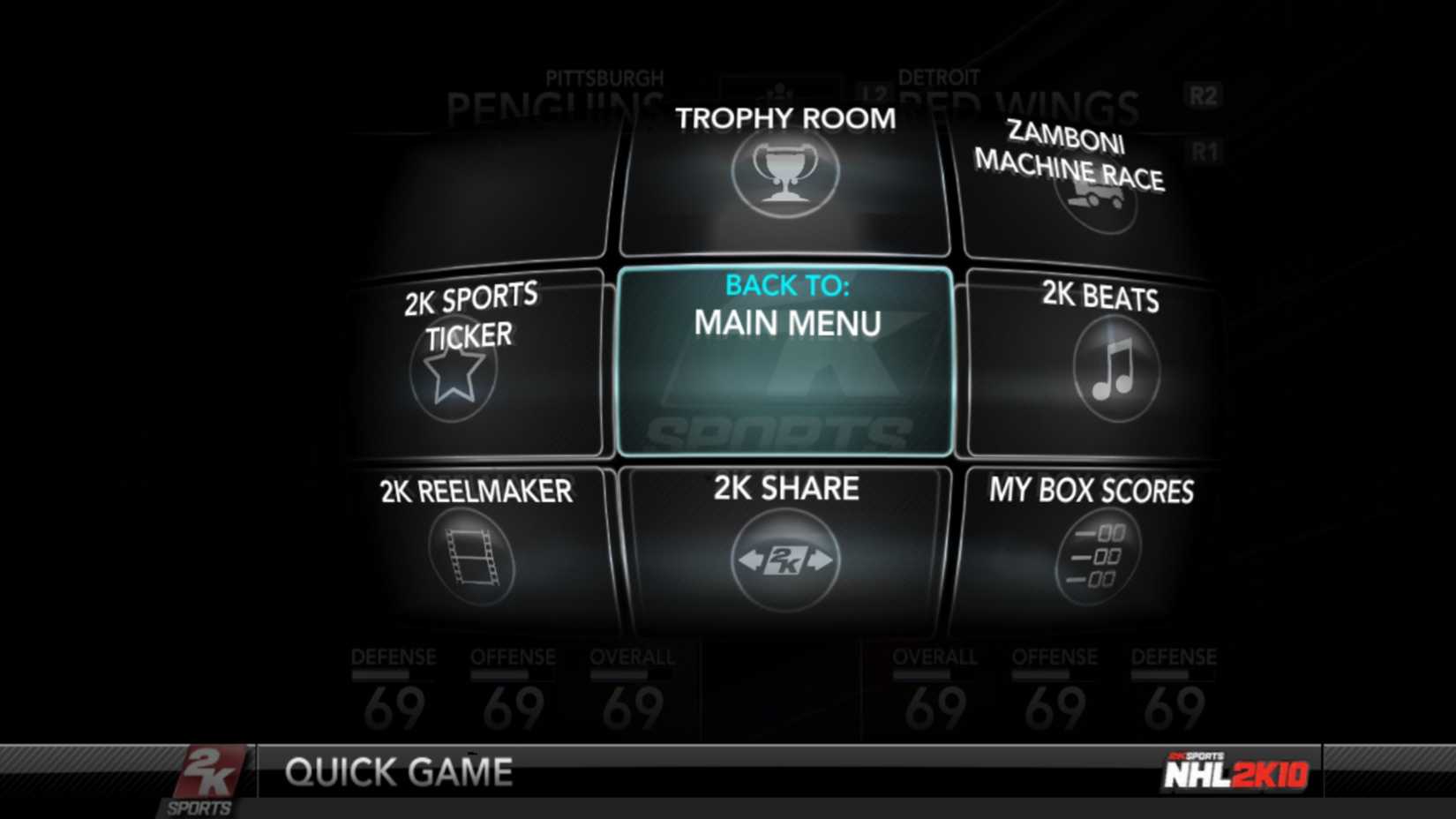 menu from 2k10 showing modes
