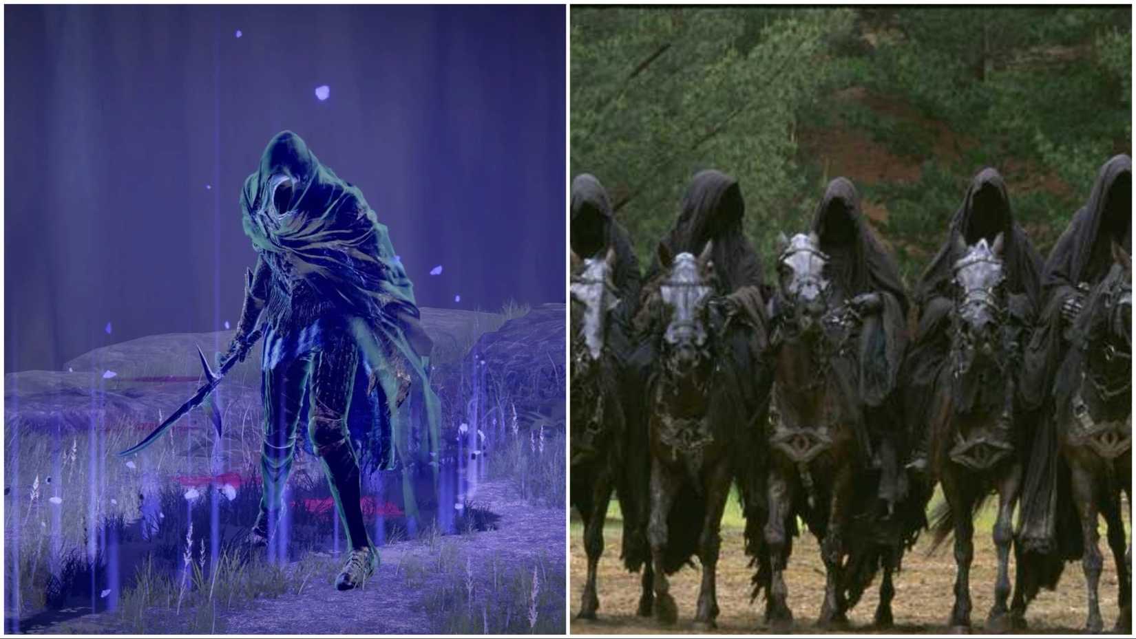 Alecto Black Knife Ringleader from Elden Ring and Nazgul from The Lord of the Rings