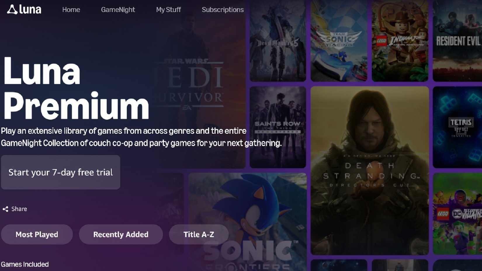Amazon Luna Premium Page