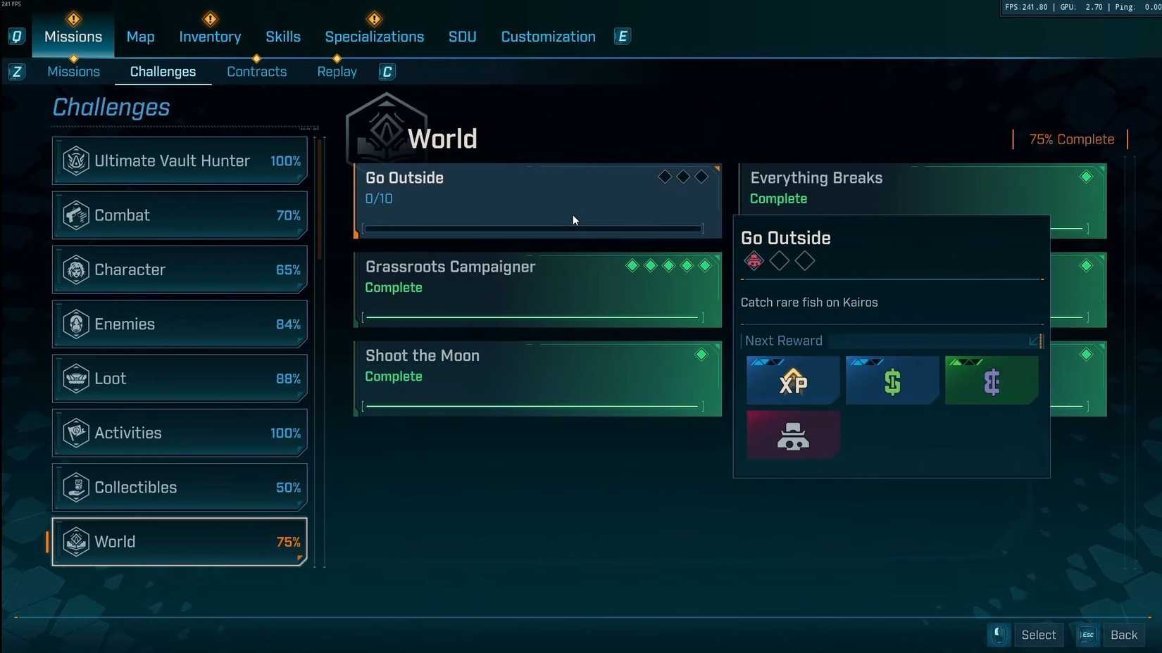 Borderlands 4 Challenges Menu