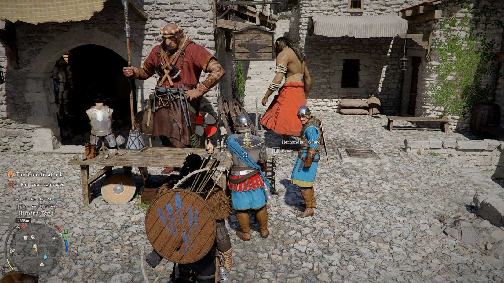 Crimson Desert Holding greeting NPCs