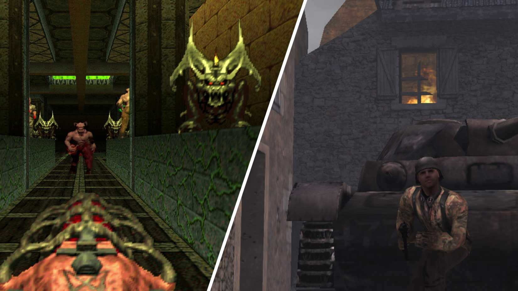 Doom 64 and Return to Castle Wolfenstein are both great boomer shooters