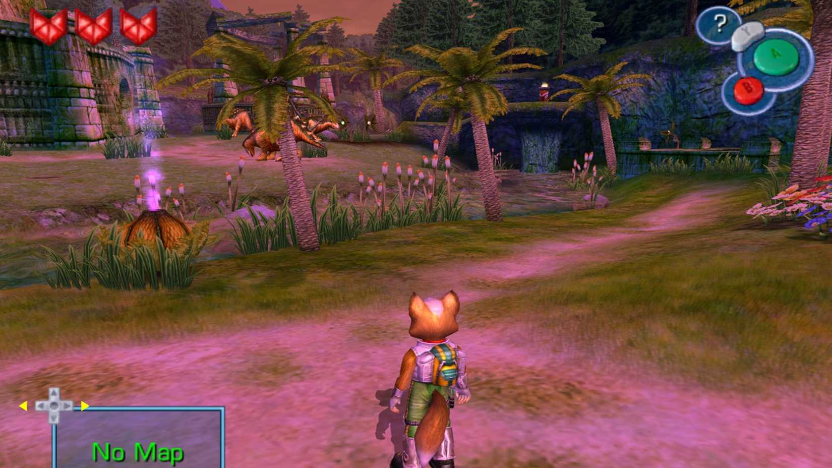 fox exploring dinosaur planet