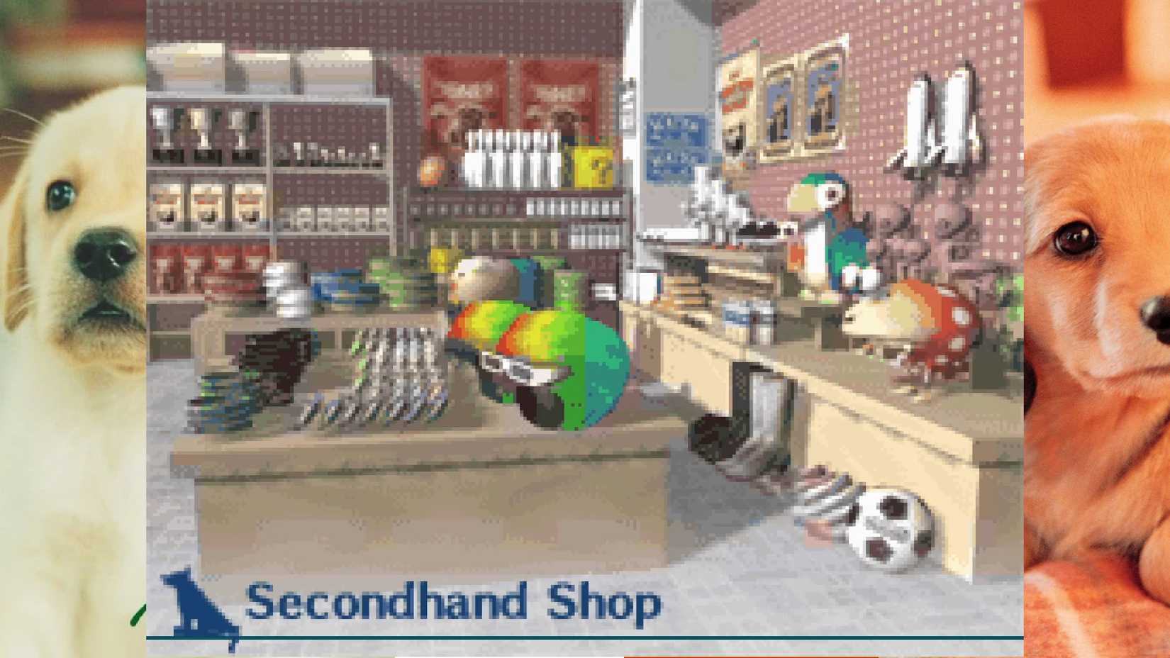 A screenshot of the Secondhand Shop from Nintendogs.