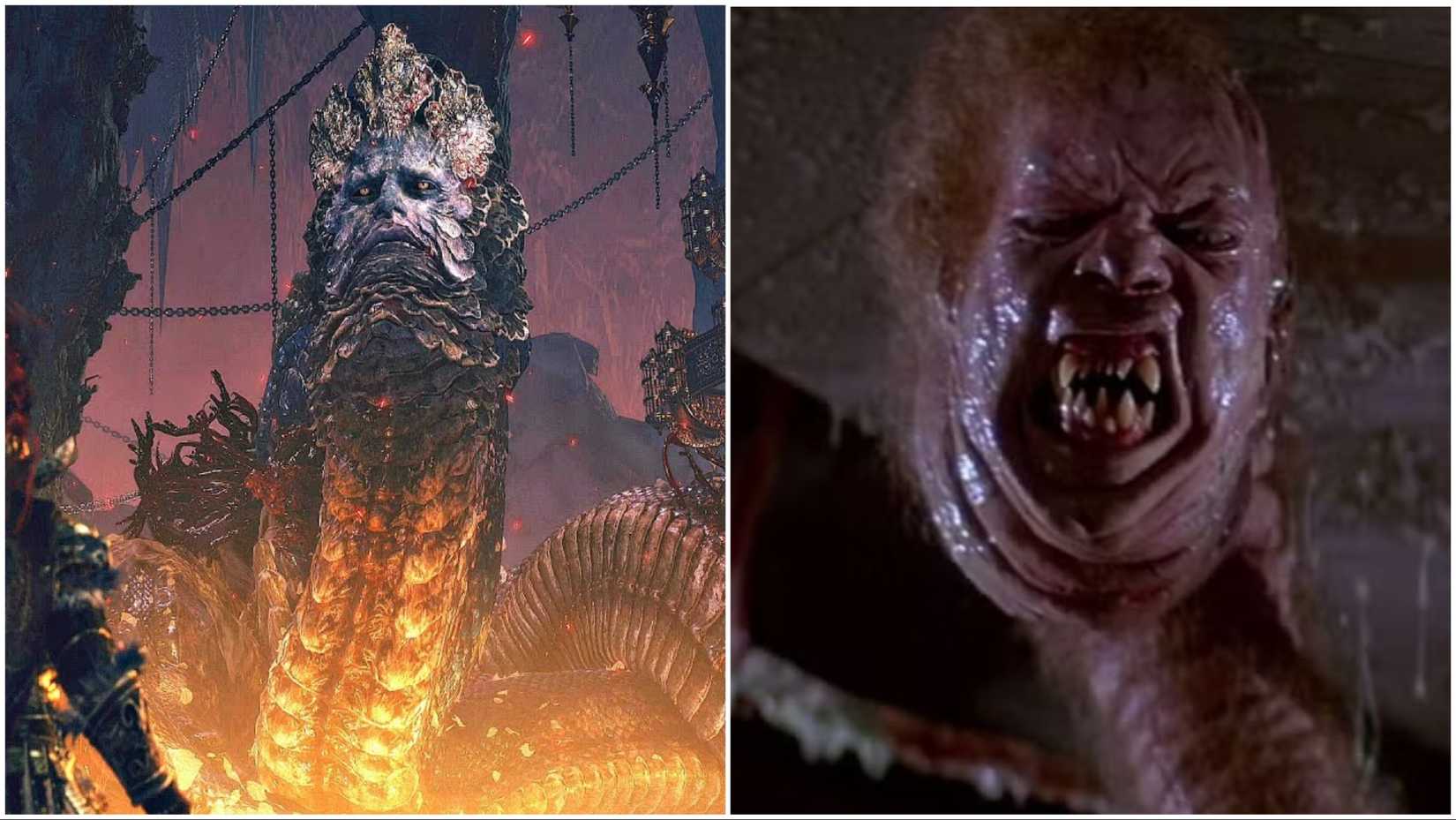 Rykard Lord of Blasphemy from Elden Ring and The Thing from The Thing