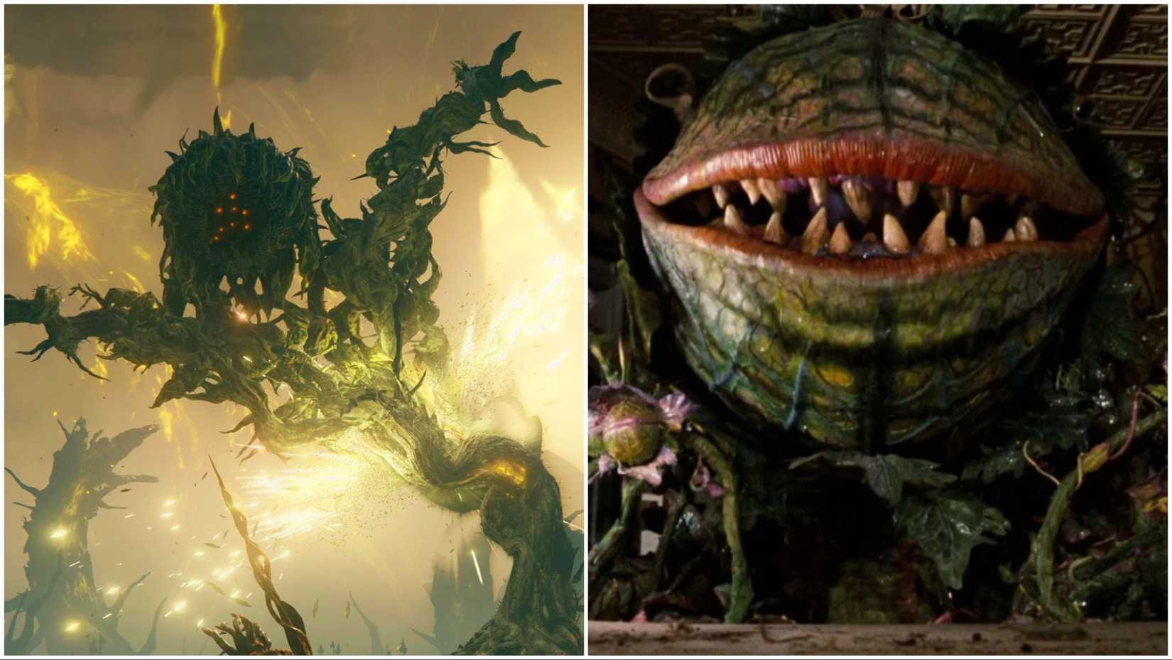 Scadutree Avatar from Elden Ring and Audrey II from Little Shop of Horrors
