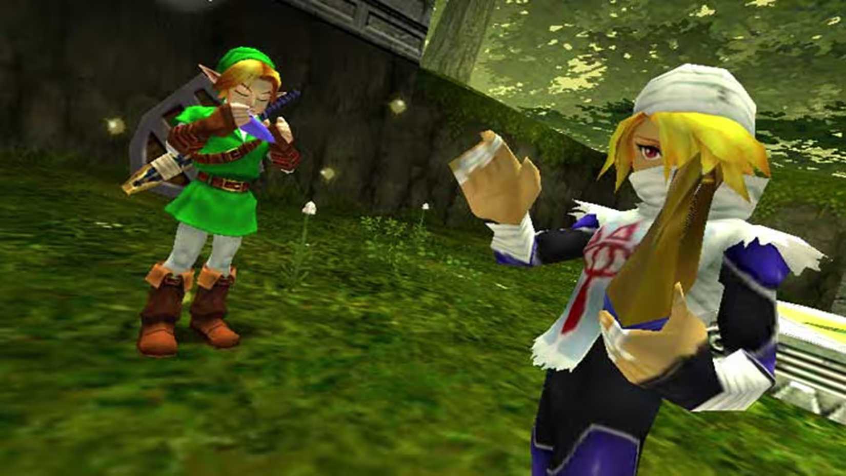 link and shiek playing music