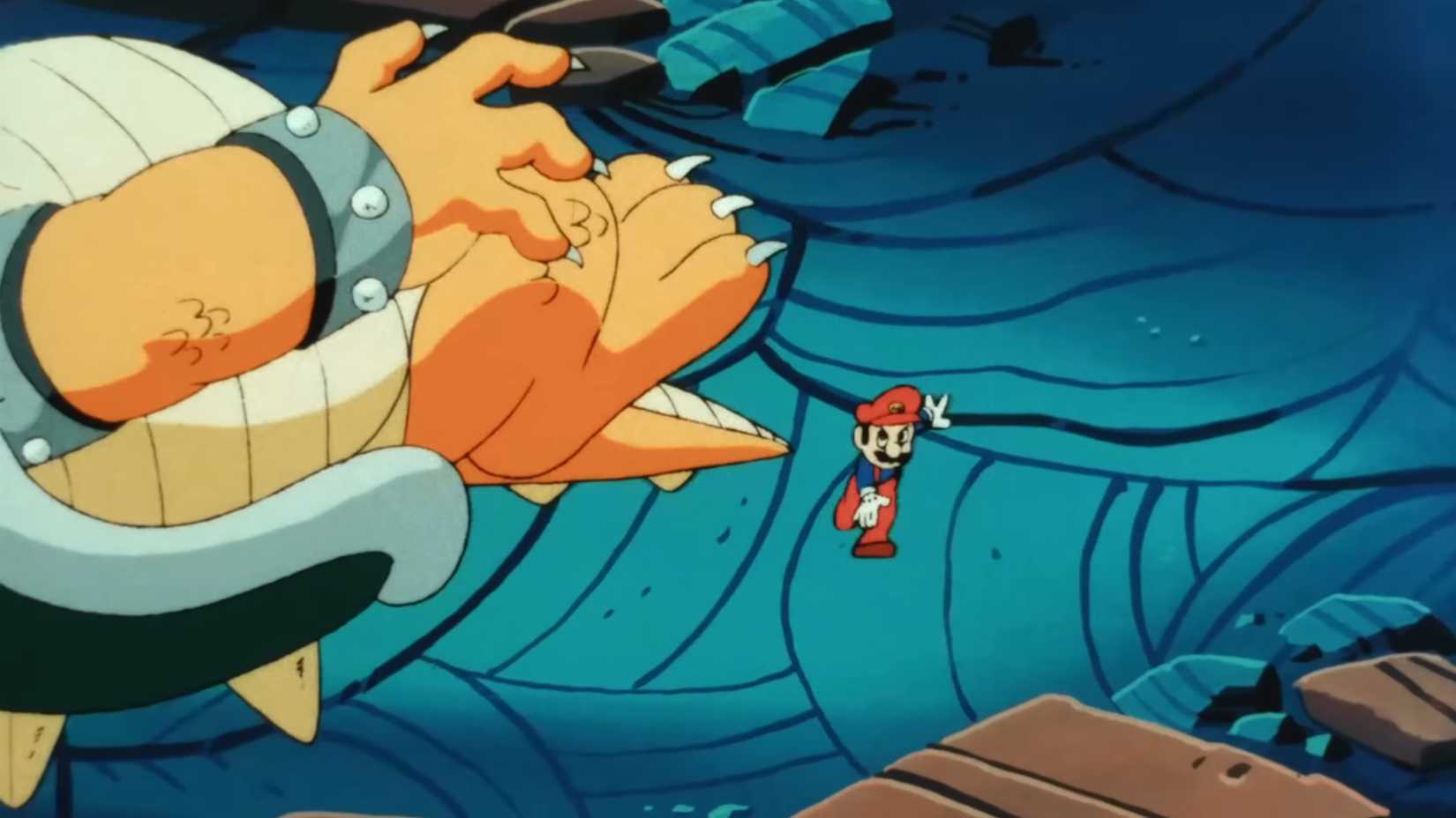 Mario throwing Bowser by the tail.