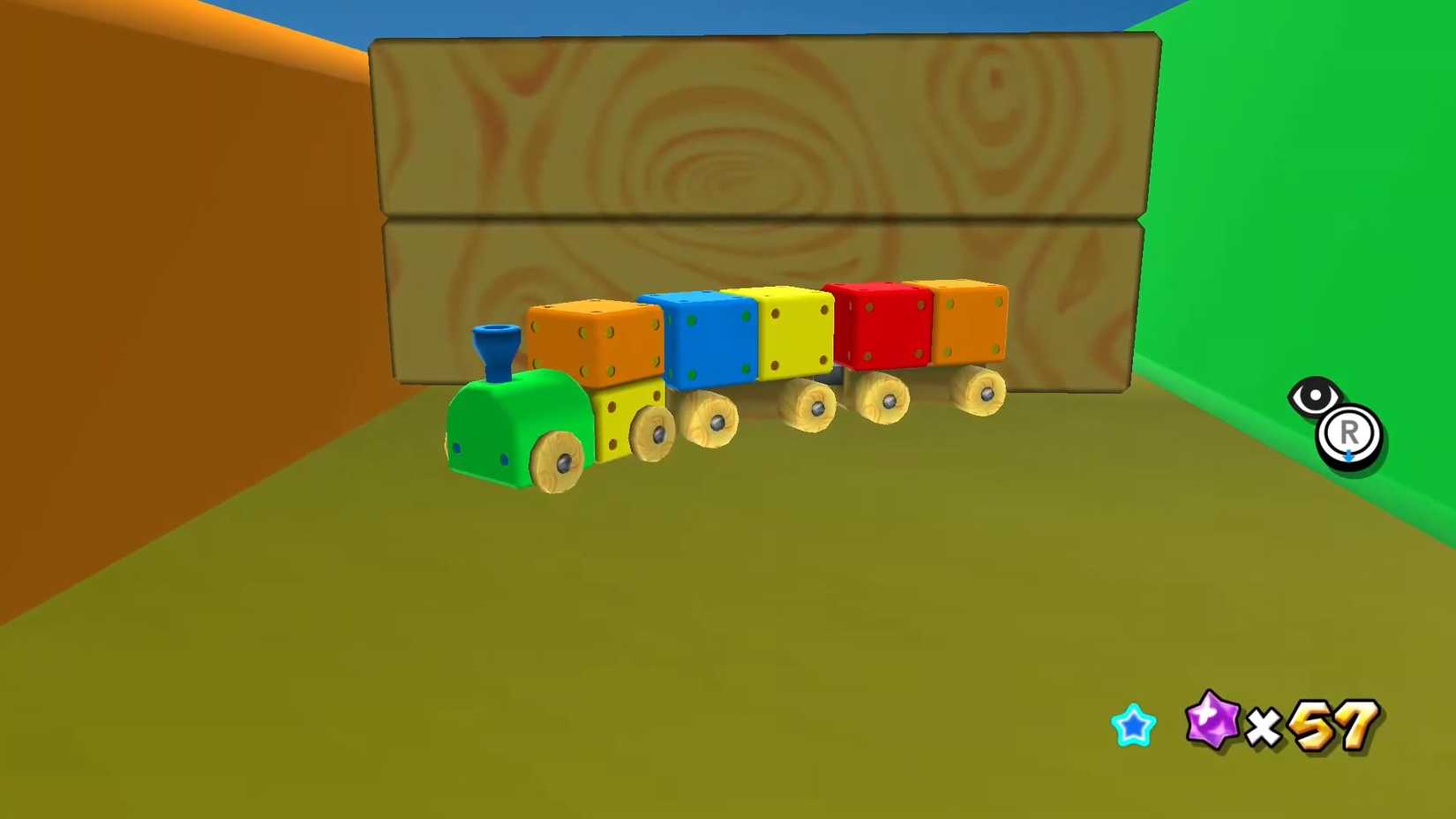 The hidden toy train in Super Mario Galaxy's Toy Time Galaxy.