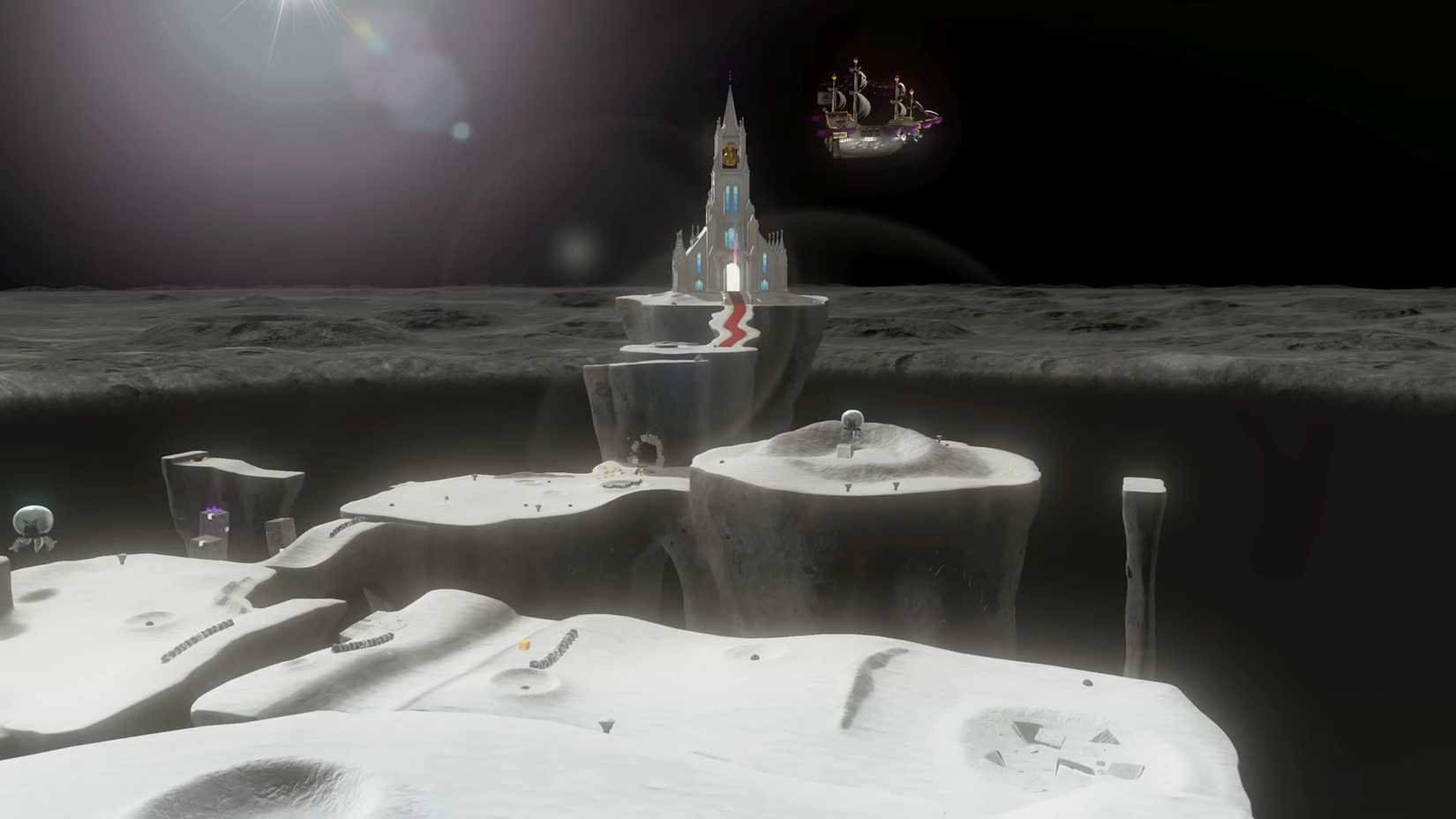 A screenshot of the Moon Kingdom from Super Mario Odyssey.