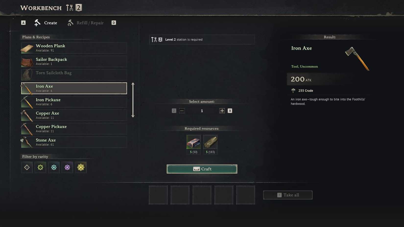 Windrose Crafting Iron Axe