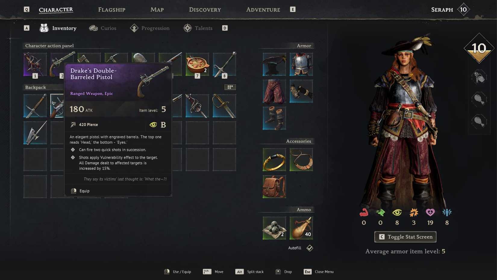 Windrose Drake's double-barreled pistol