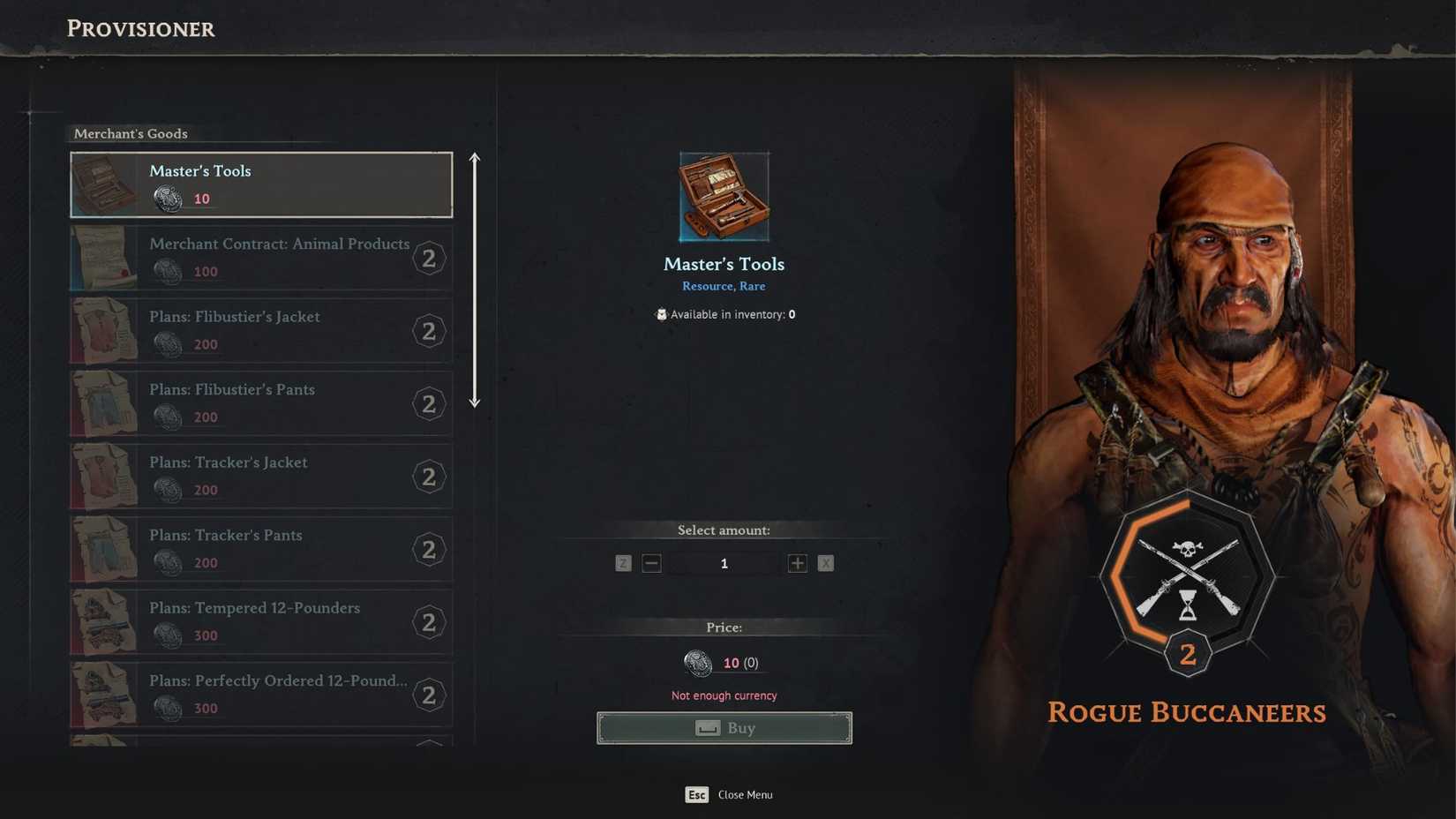 Windrose Factions Inventory Rogue Buccaneers