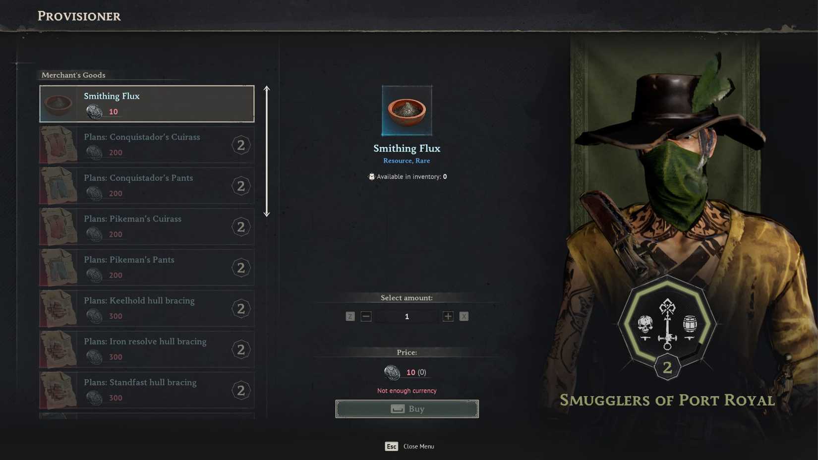 Windrose Factions Inventory Smugglers