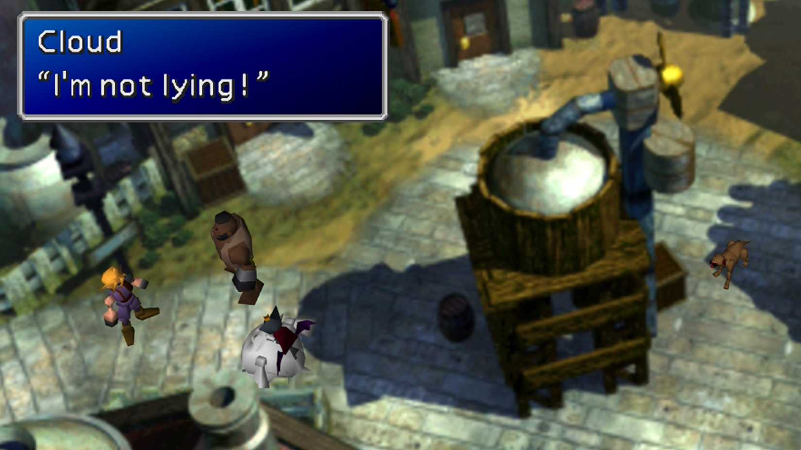 final fantasy 7 screenshot - cloud defends himself about the truth of nibelheim