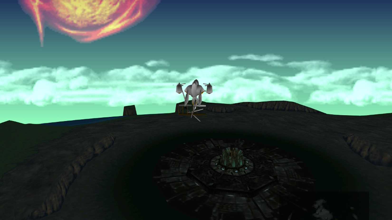 final fantasy 7 screenshot - highwind flying over midgar