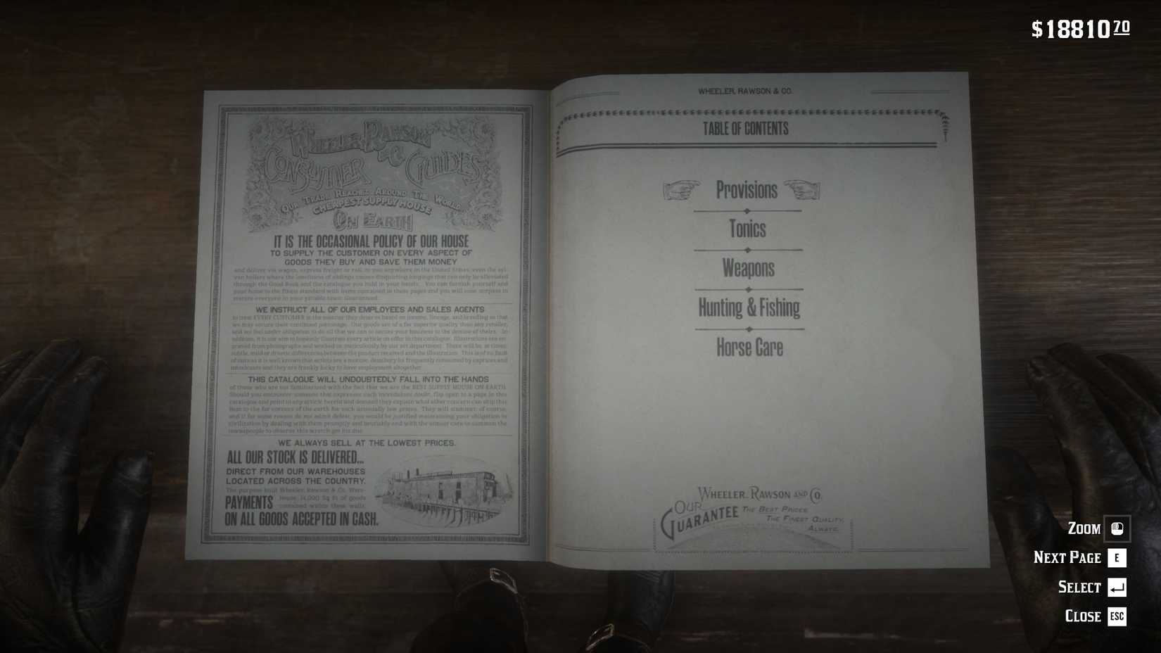 General store products page in Red Dead Redemption 2