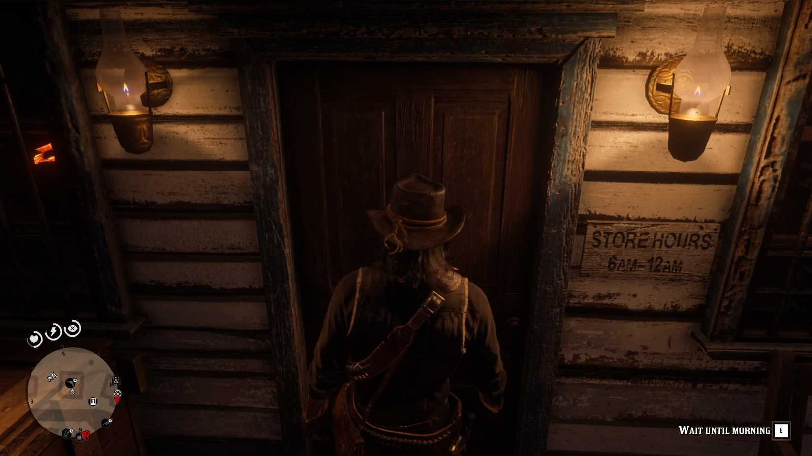 John Marston Standing in Front of a Closed Store in Rhodes in Red Dead Redemption 2