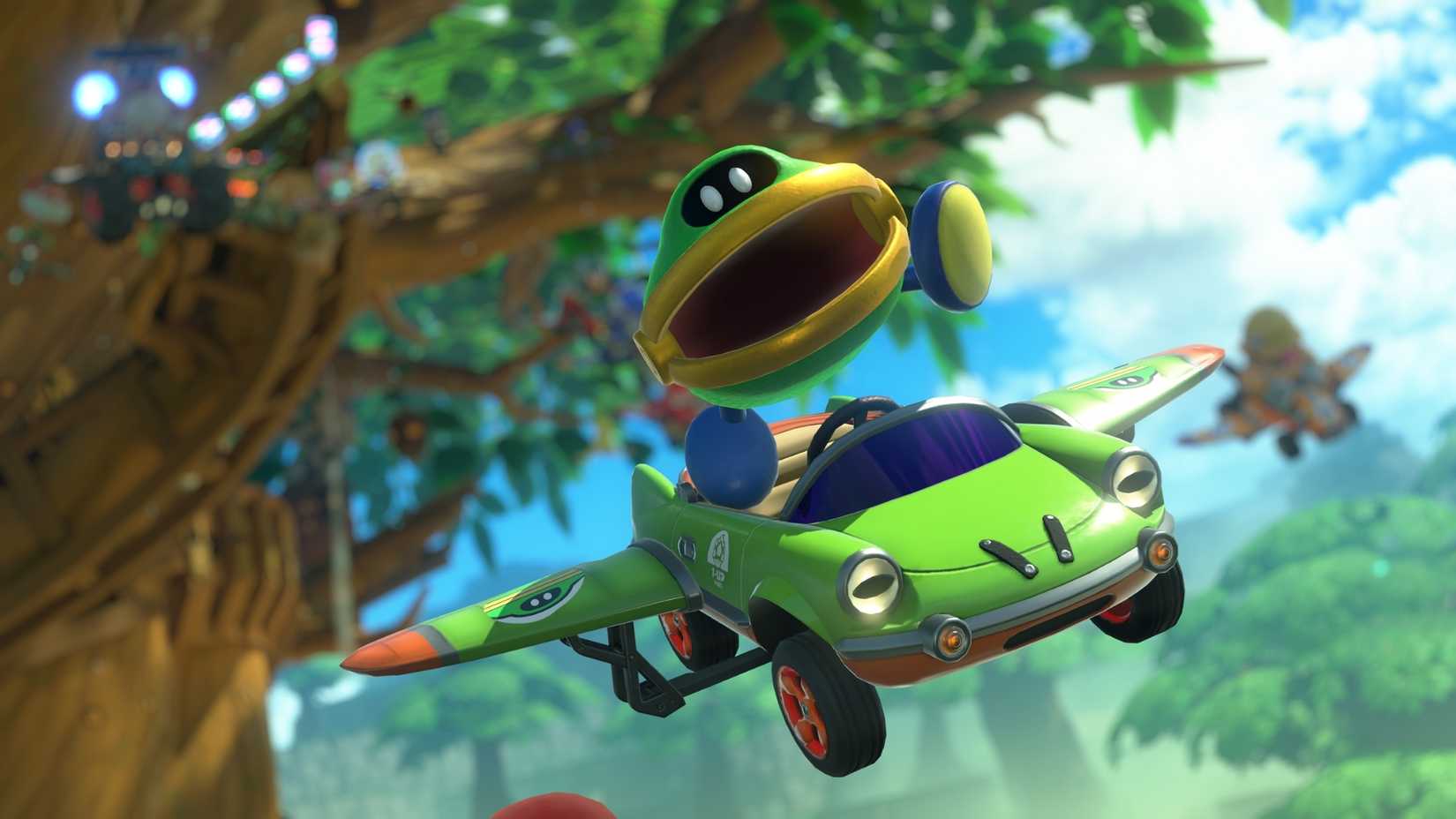 Mario Kart World flying through the air
