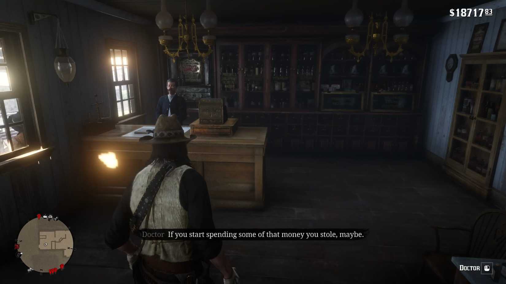 NPC Shop Owner Scolding John Marston For Stealing in the Past in Red Dead Redemption 2
